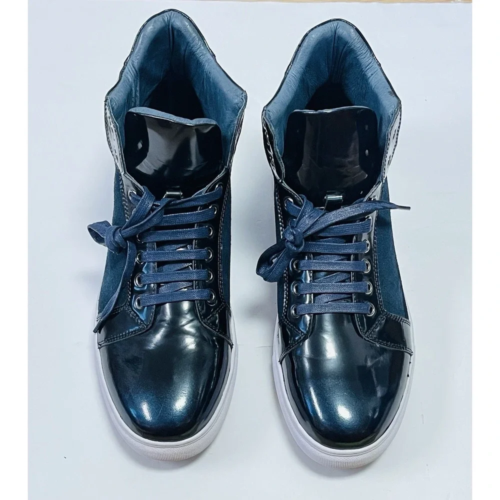 Badgley Mischka DOUGLAS PATENT HIGH-TOP SNEAKER Navy BJ802C12~ Size 11.5